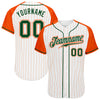 Custom White Orange Pinstripe Green-Orange Authentic Raglan Sleeves Baseball Jersey