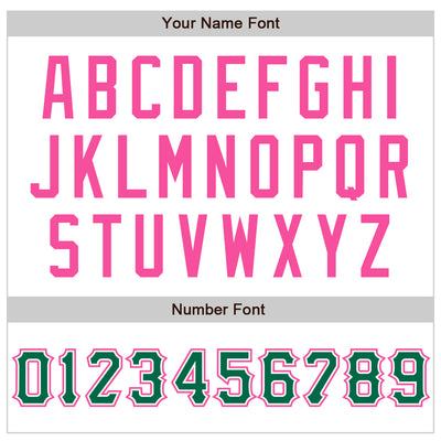 Custom White Kelly Green-Pink Authentic Raglan Sleeves Baseball Jersey