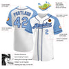 Custom White Light Blue-Navy Authentic Raglan Sleeves Baseball Jersey