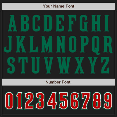 Custom Black Red-Kelly Green Authentic Raglan Sleeves Baseball Jersey