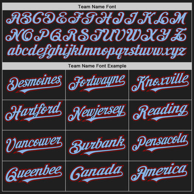 Custom Black Light Blue-Red Authentic Raglan Sleeves Baseball Jersey