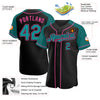 Custom Black Teal-Pink Authentic Raglan Sleeves Baseball Jersey