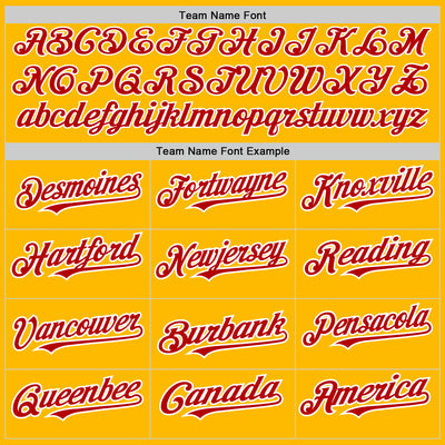 Custom Gold Red-White Authentic Raglan Sleeves Baseball Jersey