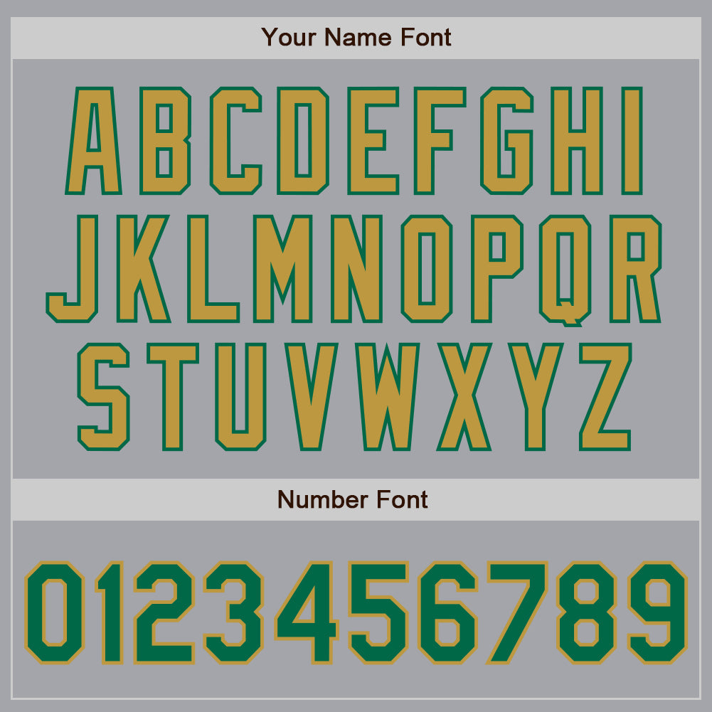 Custom Gray Kelly Green-Old Gold Authentic Raglan Sleeves Baseball Jersey