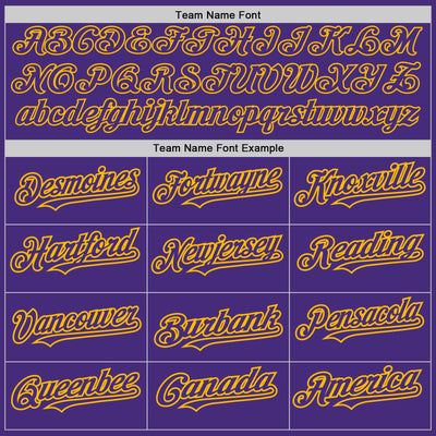Custom Purple Gold Authentic Raglan Sleeves Baseball Jersey