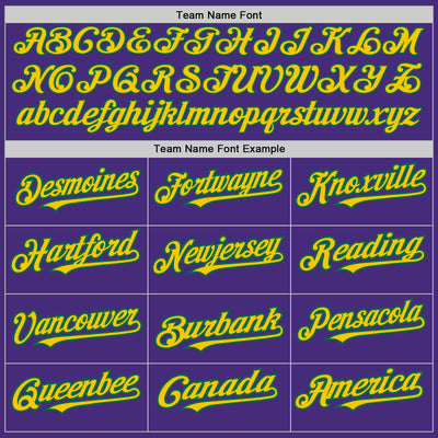 Custom Purple Yellow-Kelly Green Authentic Raglan Sleeves Baseball Jersey