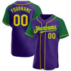 Custom Purple Yellow-Kelly Green Authentic Raglan Sleeves Baseball Jersey