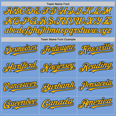 Custom Light Blue Gold-Navy Authentic Raglan Sleeves Baseball Jersey