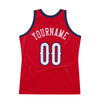 Custom Red White-Navy Authentic Throwback Basketball Jersey