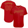 Custom Red Red-Old Gold Authentic Baseball Jersey