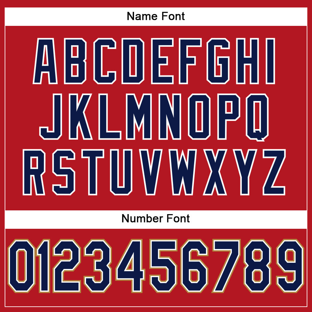 Custom Red Navy-Old Gold Mesh Authentic Football Jersey