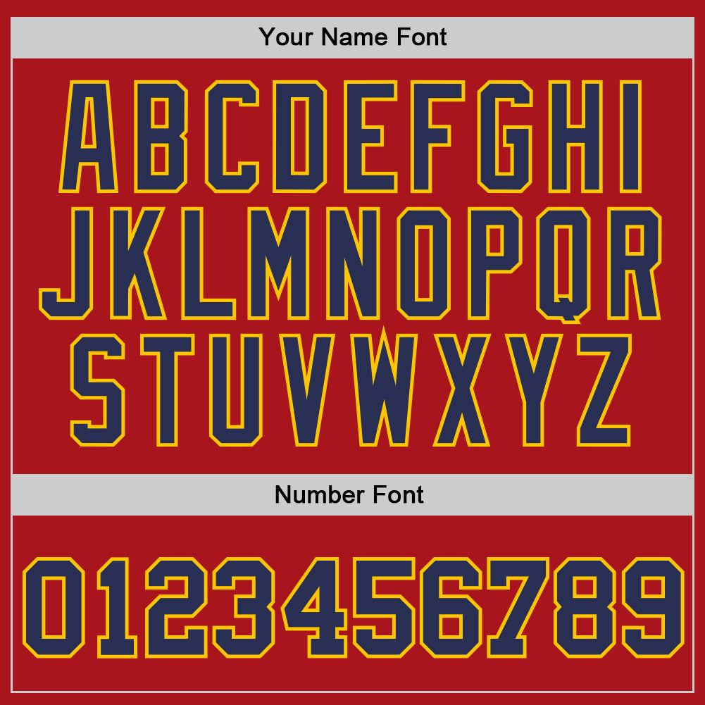 Custom Red Navy-Gold Authentic Throwback Basketball Jersey