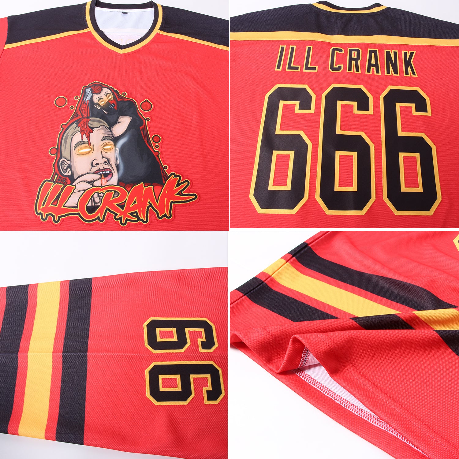 Cheap Custom Old Gold Red-Black Hockey Jersey Free Shipping