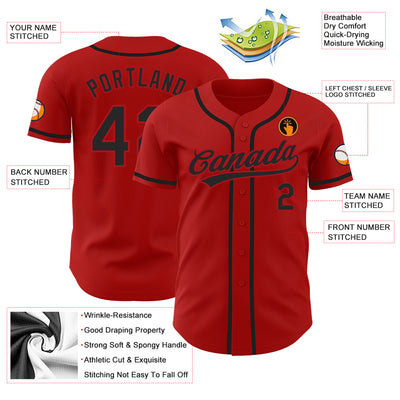 Custom Red Black Authentic Baseball Jersey