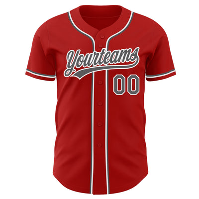 Custom Red Steel Gray-White Authentic Baseball Jersey