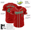 Custom Red Green-White Authentic Baseball Jersey