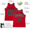 Custom Red Black Pinstripe Black-White Authentic Basketball Jersey