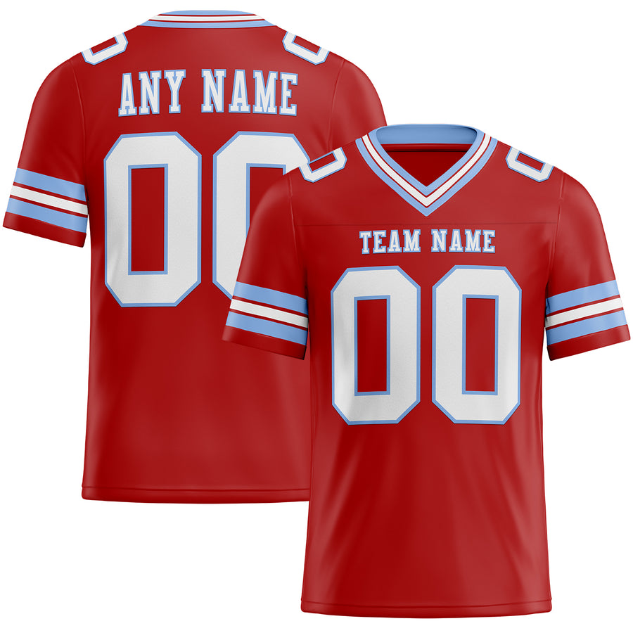 Custom Red White-Light Blue Authentic Football Jersey