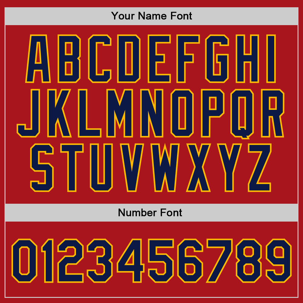 Custom Red Navy-Gold Authentic Throwback Basketball Jersey