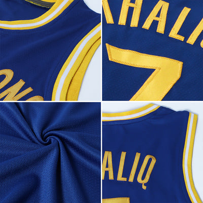 Custom Royal Royal-Old Gold Authentic Throwback Basketball Jersey
