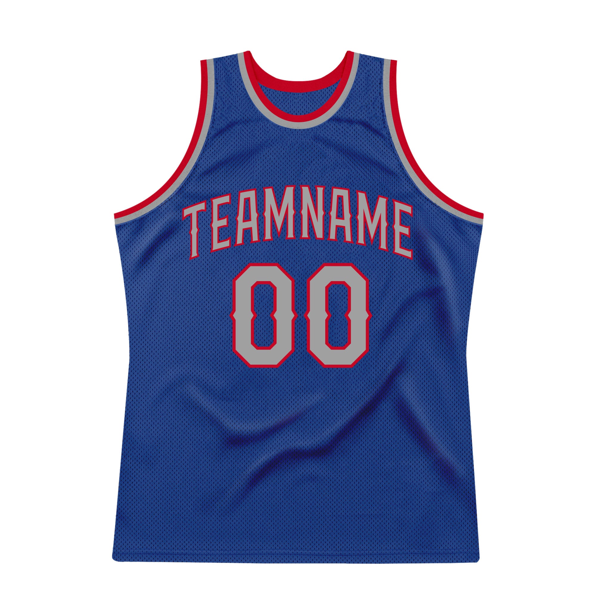 Custom Royal Gray-Red Authentic Throwback Basketball Jersey