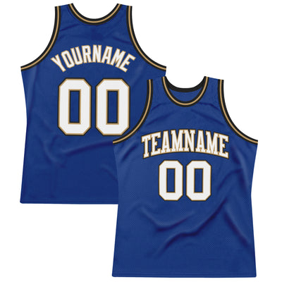 Custom Royal White-Old Gold Authentic Throwback Basketball Jersey