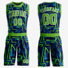 Custom Royal Neon Green-White Music Festival Round Neck Sublimation Basketball Suit Jersey