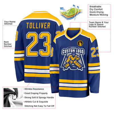 Custom Royal Gold-White Hockey Jersey