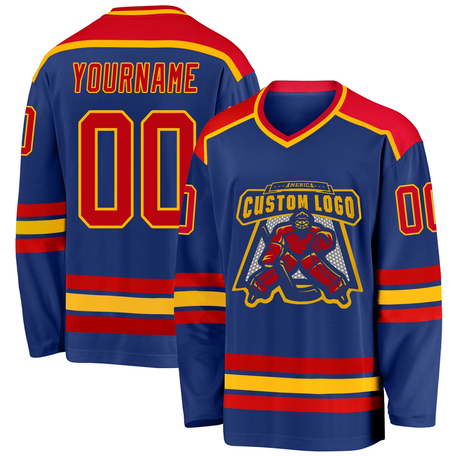 Custom Royal Hockey Jersey RedGold FansIdea