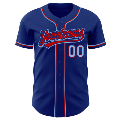 Custom Royal Light Blue-Red Authentic Baseball Jersey