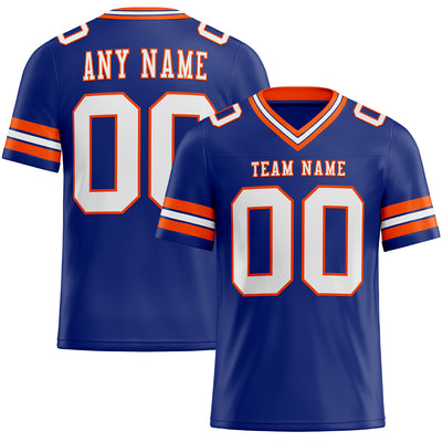 Custom Royal White-Orange Authentic Football Jersey