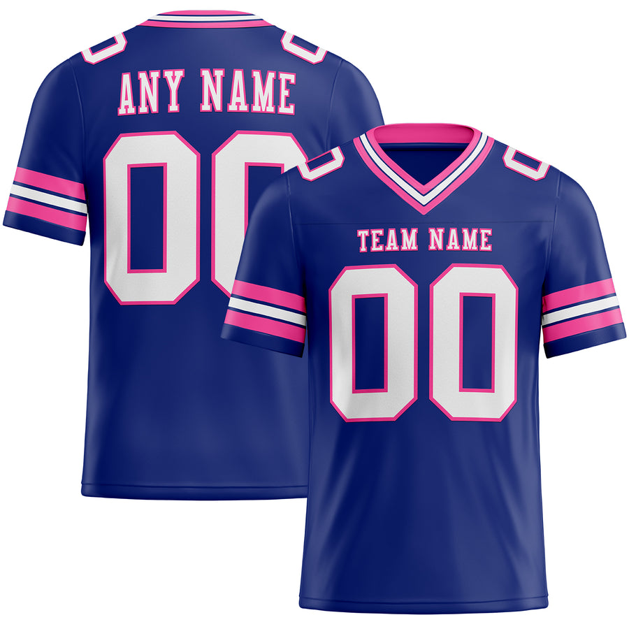 Custom Royal White-Pink Authentic Football Jersey