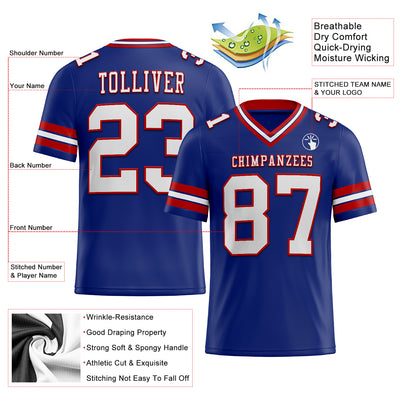 Custom Royal White-Red Authentic Football Jersey