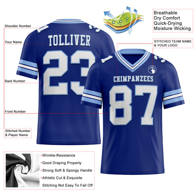 Custom Royal White-Light Blue Authentic Football Jersey