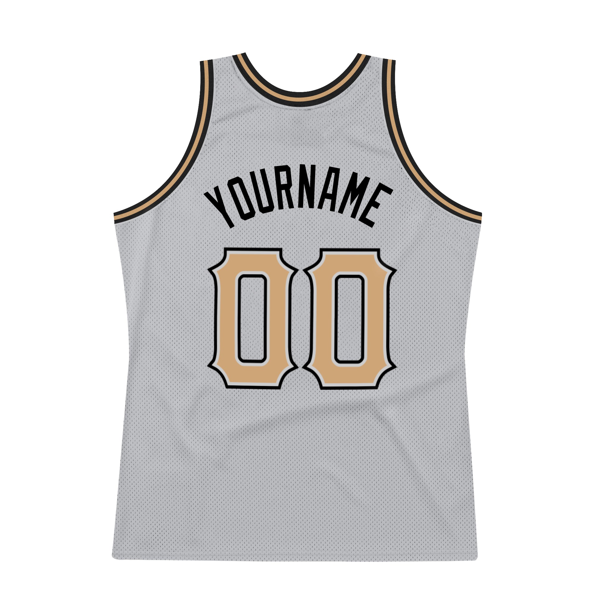 Custom Gray Old Gold-Black Authentic Throwback Basketball Jersey