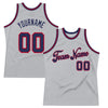 Custom Gray Navy-Red Authentic Throwback Basketball Jersey