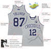 Custom Gray Navy-White Authentic Throwback Basketball Jersey