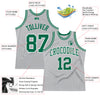Custom Gray Kelly Green-White Authentic Throwback Basketball Jersey