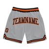 Custom Gray Black-Orange Authentic Throwback Basketball Shorts