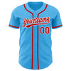 Custom Sky Blue Red-White Authentic Baseball Jersey