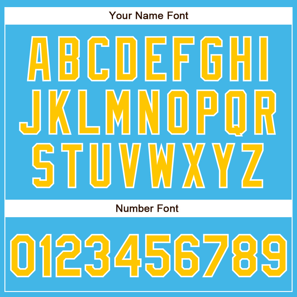 Custom Sky Blue Yellow-White Authentic Baseball Jersey