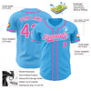 Custom Sky Blue Pink-White Authentic Baseball Jersey
