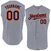 Custom Gray Navy Pinstripe Orange Authentic Sleeveless Baseball Jersey