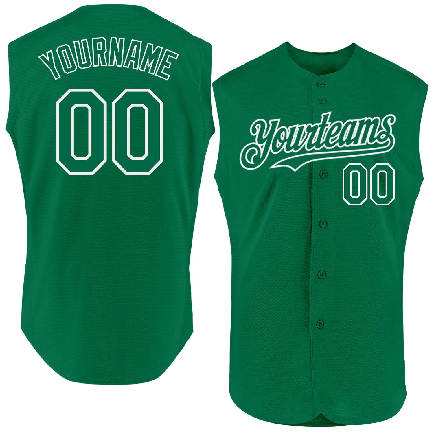 Custom Kelly Green White Authentic Sleeveless Baseball Jersey