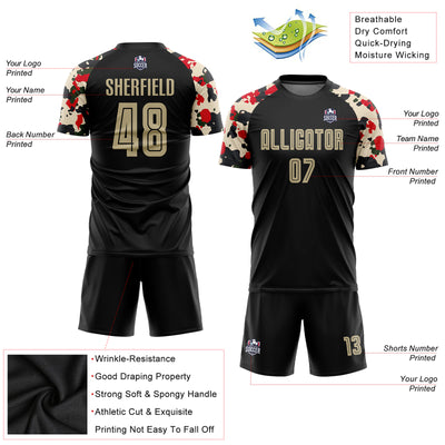 Custom Black Vegas Gold-Camo Sublimation Soccer Uniform Jersey