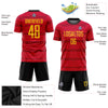 Custom Red Gold-Black Sublimation Soccer Uniform Jersey