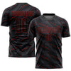 Custom Black Red Sublimation Soccer Uniform Jersey