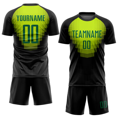 Custom Black Kelly Green Sublimation Soccer Uniform Jersey