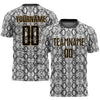 Custom Black Black-Old Gold Sublimation Snakeskin Soccer Uniform Jersey