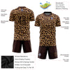 Custom Brown Brown-Old Gold Sublimation Leopard Soccer Uniform Jersey